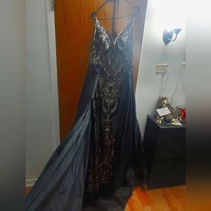 Black and Nude Evening Gown, size 18